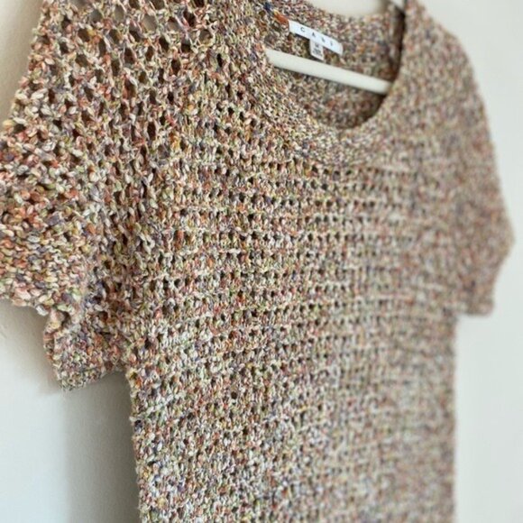 Cabi Women's Open Knit Multi-Color Short Sleeve Cotton Sweater Size M - Picture 3 of 9